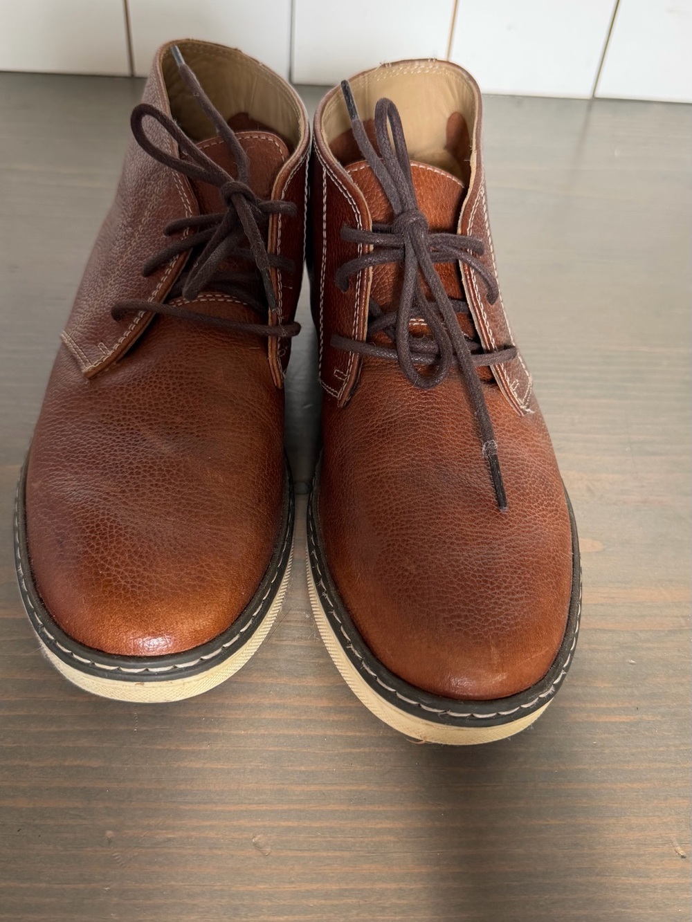 Johnston & Murphy Boys' Brown Leather Lace-Up Dress Shoes